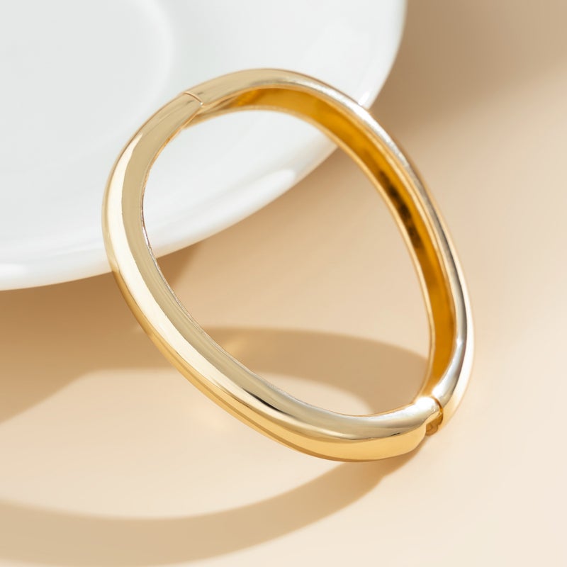 Irregular curved concave-convex stackable zinc alloy bracelet - Image 2