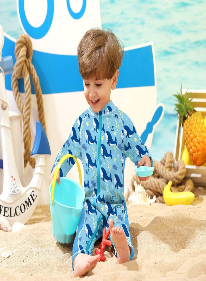 BesserBay بدلة سباحة من قطعة واحدة من بيسر باي، بتصميم حوت أزرق، مزودة بسحاب كامل، لحماية الأطفال الرضع من الشمس، مناسبة للأطفال من عمر 12 إلى 18 شهرًا - Image 2