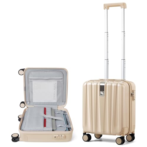 Hanke 16 Inch Underseat Carry on Suitcases with Wheels,Lightweight Hard Shell Carry on Luggage for Weekender, Travel Approved Small Suitcase,Travel Luggage for Womem Men,Cuba Sand pink. - Image 1