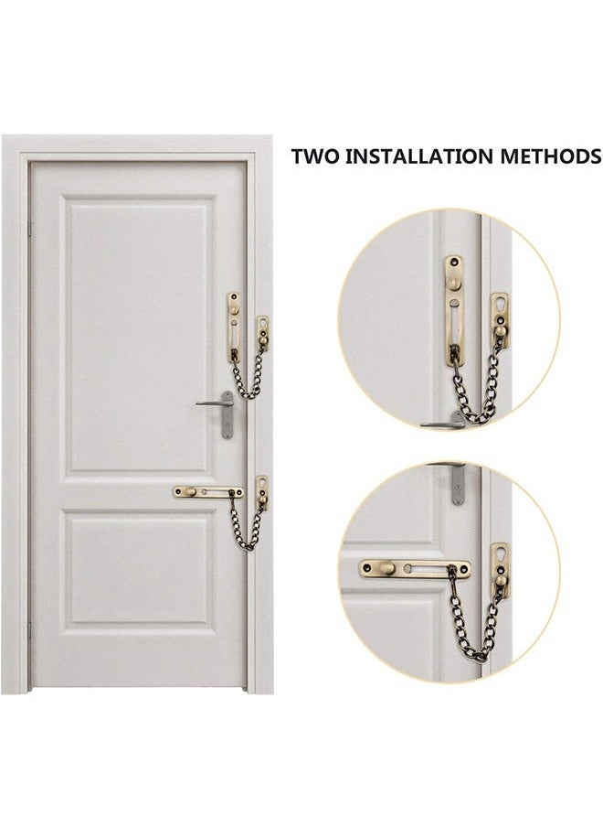 Generic - Stainless Steel Chain Door Guard Lock, Punch Free Anti Theft Press Lock with Safety Spring, Bedroom Home Apartment Hotel Security Door Sliding Safety Chain Lock (Bronze) - Image 1