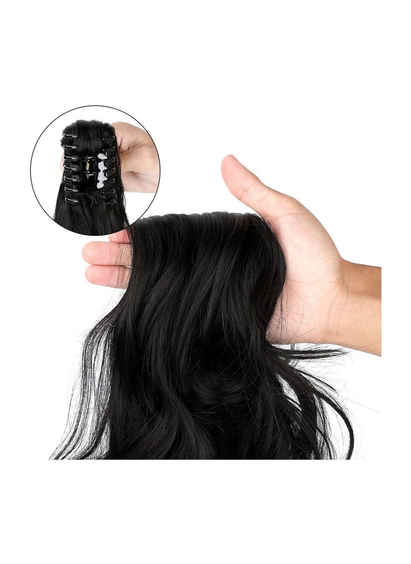 Estelle Estelle Clip in Ponytail Extension Claw Curly Wavy Clip in Hair Extensions Long Synthetic Clip in Ponytail for Women (Jet Black-Curly)  - Image 2
