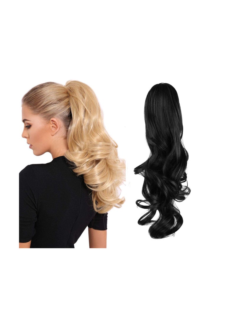Estelle Estelle Clip in Ponytail Extension Claw Curly Wavy Clip in Hair Extensions Long Synthetic Clip in Ponytail for Women (Jet Black-Curly)  - Image 1
