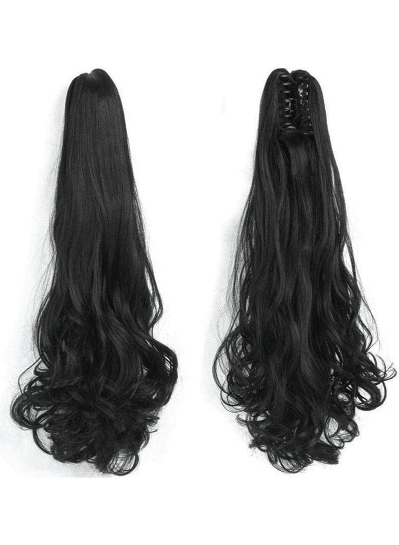 Estelle Clip in Ponytail Extension Claw Curly Wavy Clip in Hair Extensions Long Synthetic Clip in Ponytail for Women (Jet Black-Curly) - Image 2