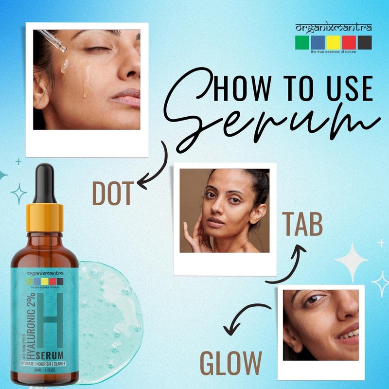 Organix Mantra Organix Mantra Hyaluronic Acid 2 Serum for Intense Hydration Glowing Skin  Fines Lines  Daily Hydrating Face Serum For Women  Men with Dry Normal  Oily Skin 30 ml  - Image 3