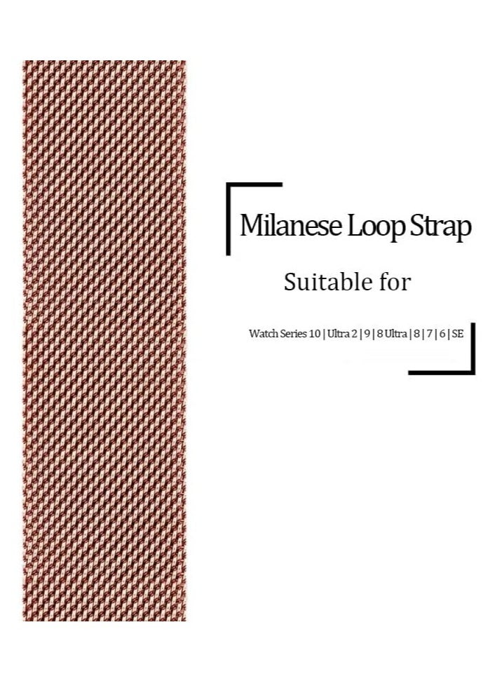TWEGGON Milanese Loop Band/Strap for Apple Watch All Series Compatible with 42mm(Series 10 42)/41mm/40mm/38mm Rose Gold  - Image 3