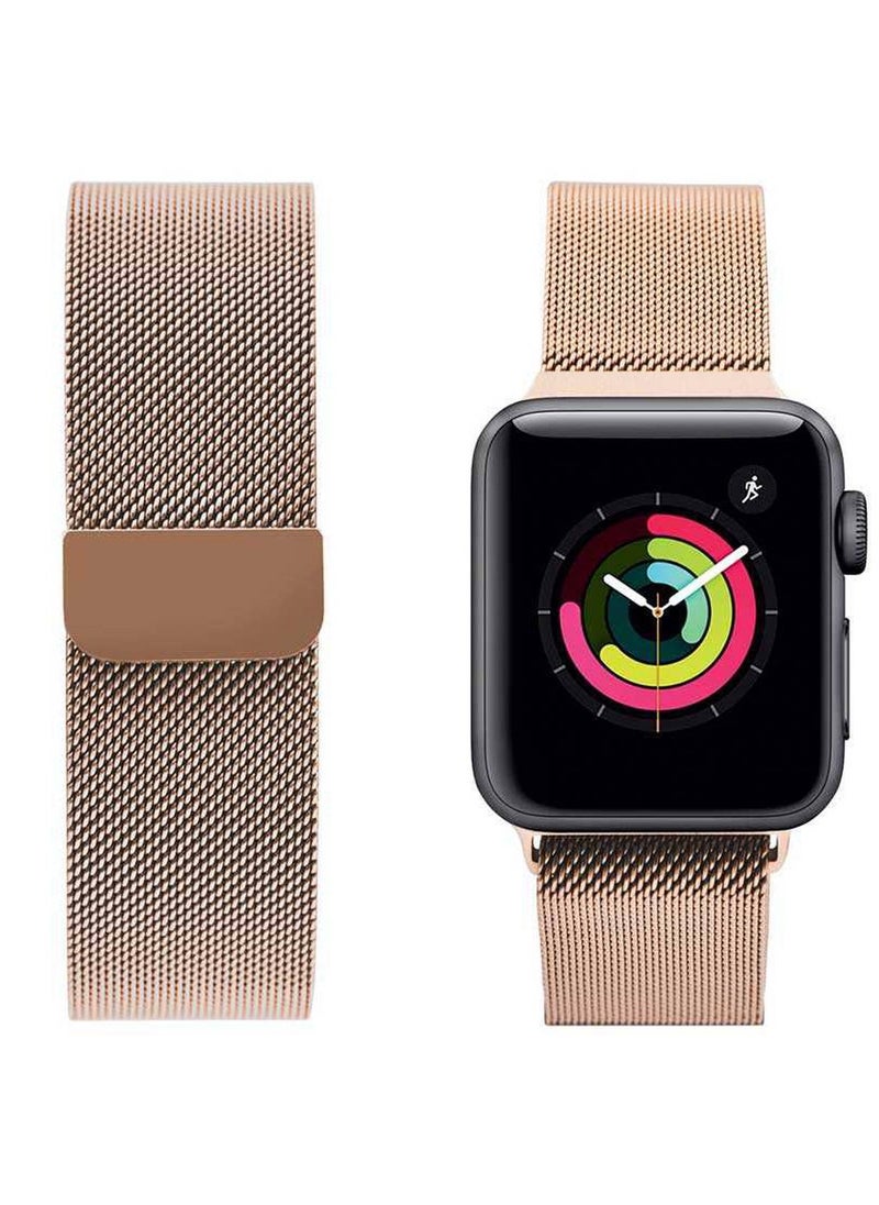 TWEGGON Milanese Loop Band/Strap for Apple Watch All Series Compatible with 42mm(Series 10 42)/41mm/40mm/38mm Rose Gold  - Image 4