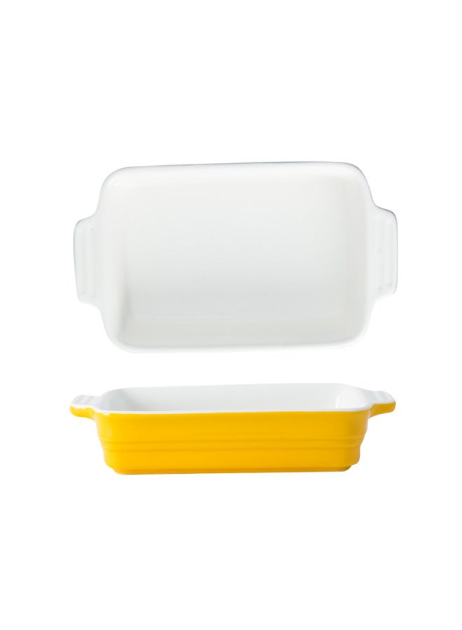 Binaural Ceramic Baking Plate Cheese Baked Rice Plate Household Dish Creative Internet Celebrity Tableware Special Bowl For Microwave Oven-Specifications:Yellow Bakeware 4 - Image 1