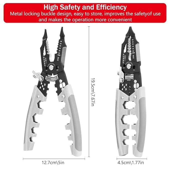 AJIGNA MART New Upgrade Multifunctional Wire Stripper Crimper Cable Cutter Pliers Professional Wire Stripping Tool with Elbow Electrician Pliers Tools and Cable Stripper for Cutting Stripping Shearing - Image 2