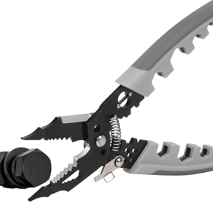 AJIGNA MART New Upgrade Multifunctional Wire Stripper Crimper Cable Cutter Pliers Professional Wire Stripping Tool with Elbow Electrician Pliers Tools and Cable Stripper for Cutting Stripping Shearing - Image 5