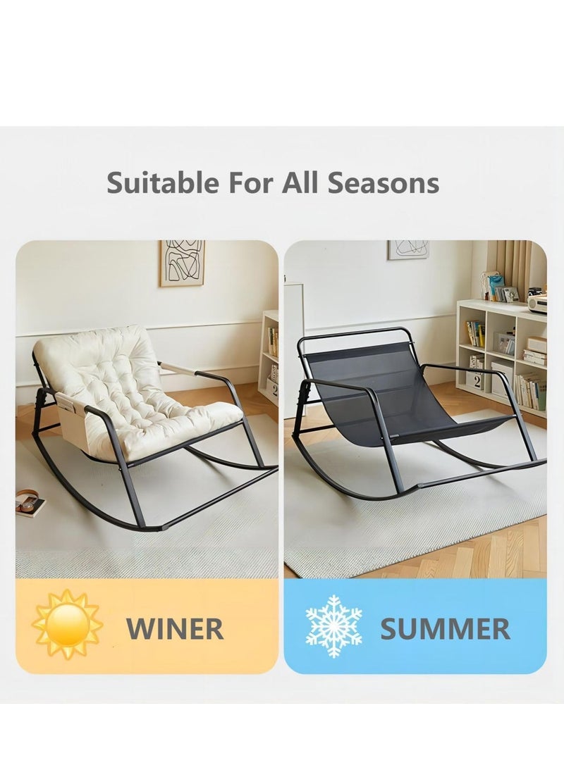 Cool Baby COOLBABY Extra Large Leisure Armrest Rocking Chair Comfortable Lunch Break Chair Thickened Technology Cloth Pad Steel Legs Suitable For Living Room Bedroom And Balcony  - Image 5