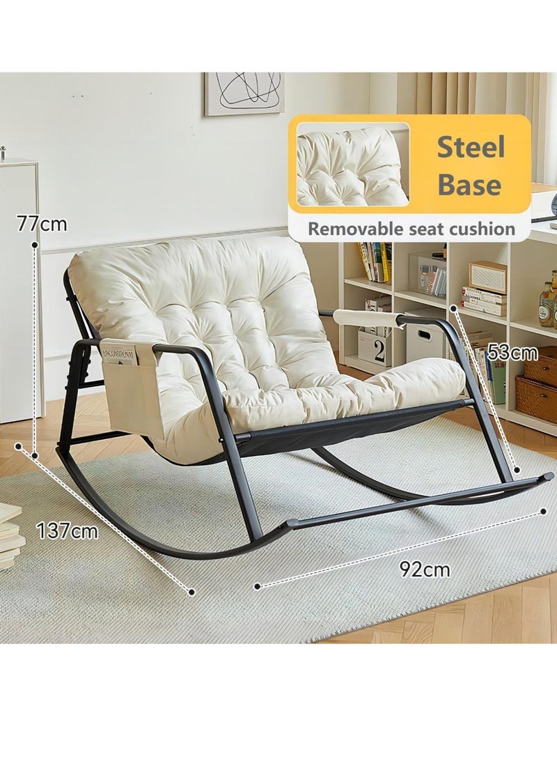 Cool Baby COOLBABY Extra Large Leisure Armrest Rocking Chair Comfortable Lunch Break Chair Thickened Technology Cloth Pad Steel Legs Suitable For Living Room Bedroom And Balcony  - Image 1