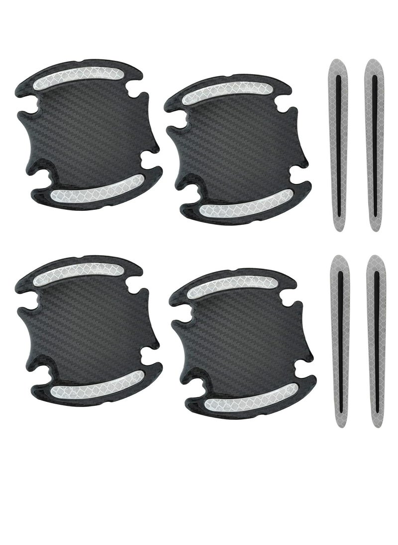 Generic 8Pcs 3D Car Door Handle Cup Protector, Reflective Stripe Stickers Anti-Scratch Car Outdoor Safety Warning Marker, Universal Car Door Handle Cup Protector Suitable for Cars, Trucks, SUVs(White)  - Image 1