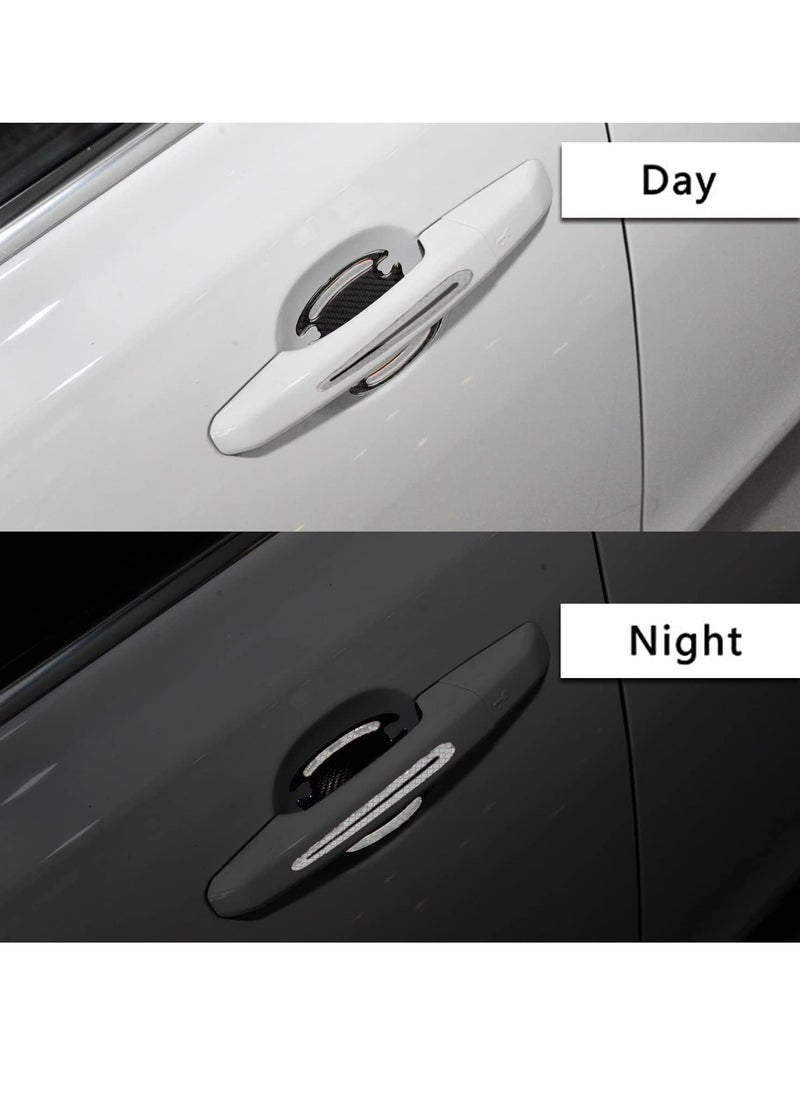 Generic 8Pcs 3D Car Door Handle Cup Protector, Reflective Stripe Stickers Anti-Scratch Car Outdoor Safety Warning Marker, Universal Car Door Handle Cup Protector Suitable for Cars, Trucks, SUVs(White)  - Image 5