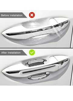 Generic 8Pcs 3D Car Door Handle Cup Protector, Reflective Stripe Stickers Anti-Scratch Car Outdoor Safety Warning Marker, Universal Car Door Handle Cup Protector Suitable for Cars, Trucks, SUVs(White)  - Image 3