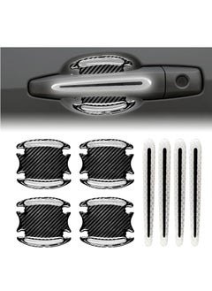 Generic 8Pcs 3D Car Door Handle Cup Protector, Reflective Stripe Stickers Anti-Scratch Car Outdoor Safety Warning Marker, Universal Car Door Handle Cup Protector Suitable for Cars, Trucks, SUVs(White)  - Image 1