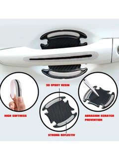 Generic 8Pcs 3D Car Door Handle Cup Protector, Reflective Stripe Stickers Anti-Scratch Car Outdoor Safety Warning Marker, Universal Car Door Handle Cup Protector Suitable for Cars, Trucks, SUVs(White)  - Image 4
