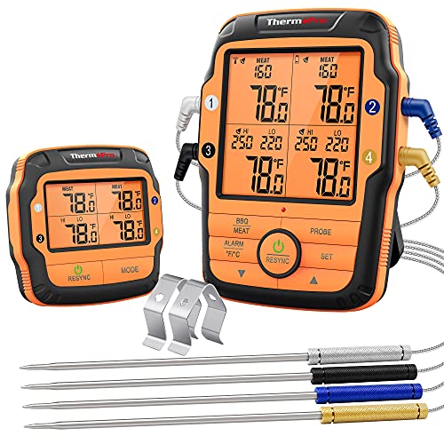 ThermoPro TP27 500FT Long Range Wireless Meat Thermometer for Grilling and Smoking with 4 Probes Smoker BBQ Grill Kitchen Food Cooking Digital Thermometer for Meat - Image 1