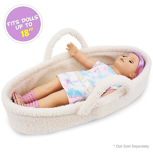 June Garden Cozy Dream Doll Bassinet - Baby Doll Portable Carrier - Fits for American Girl Dolls or Teddy Bears up to 18" - Cream White - Image 2
