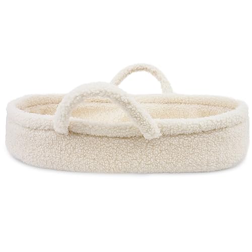 June Garden Cozy Dream Doll Bassinet - Baby Doll Portable Carrier - Fits for American Girl Dolls or Teddy Bears up to 18" - Cream White - Image 3