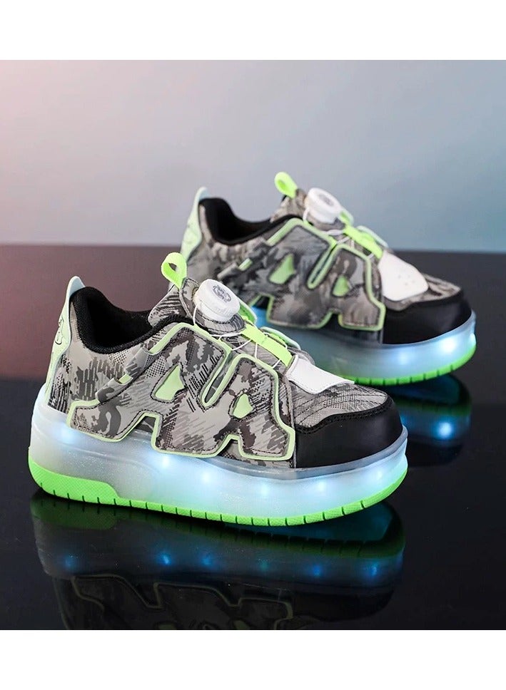 LITTLE ROCKZ Two Wheel LED Flash Light Fashion Shiny Sneaker Skate Heelys Shoes With Lightning Sole - Image 2