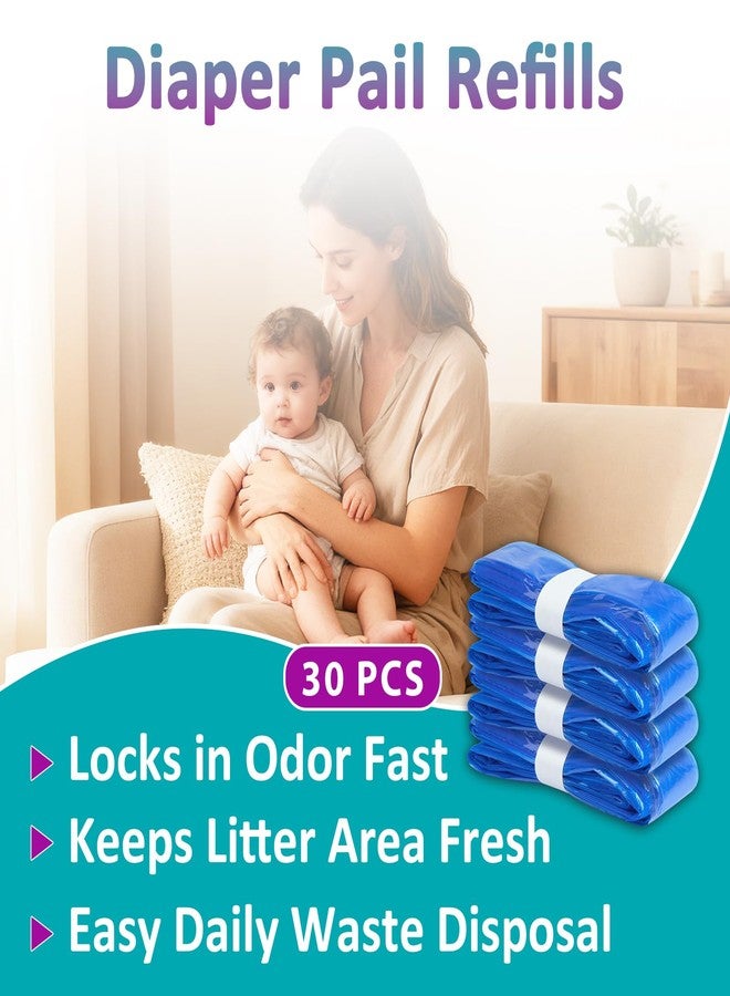Joworthy 30 Pcs Diaper Pail Refills, Leakproof & Odor-Control Disposal Bags with Easy Cut & Tie Design (Not Include Cartridge) - Image 2