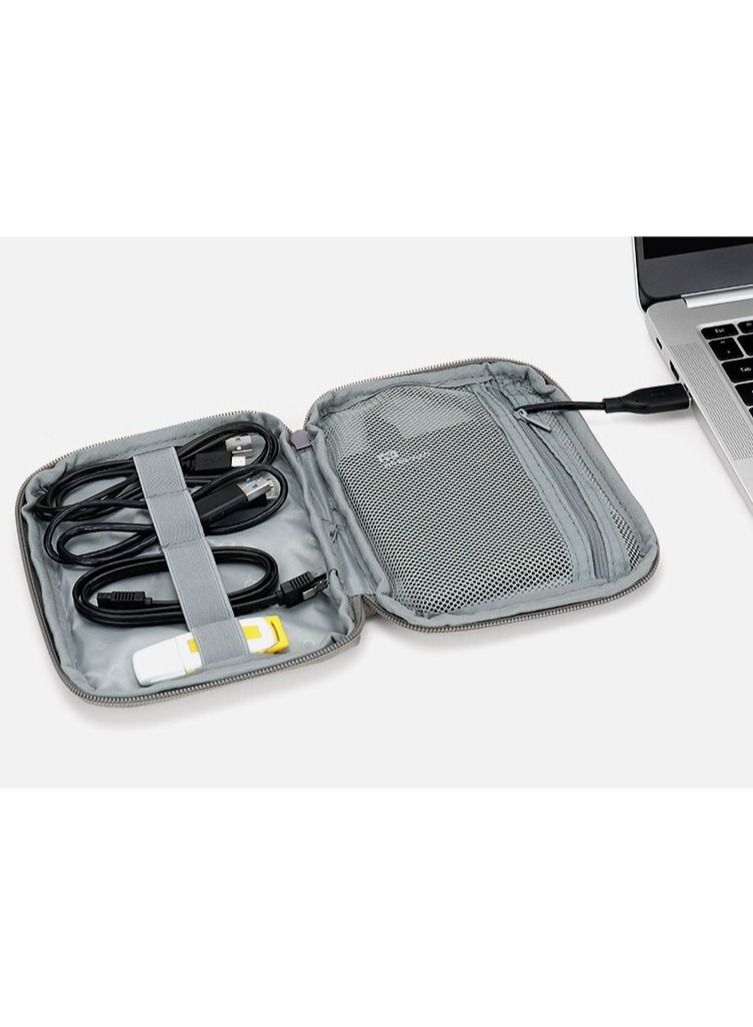 Electronic Accessories Bag, Gadget Organizer Case, Travel cable Storage Pouch for charger, USB, Earphones, SD Memory Cards Flash Hard Drives, Power Banks, Adapters or Camera Accessories Grey  - Image 3