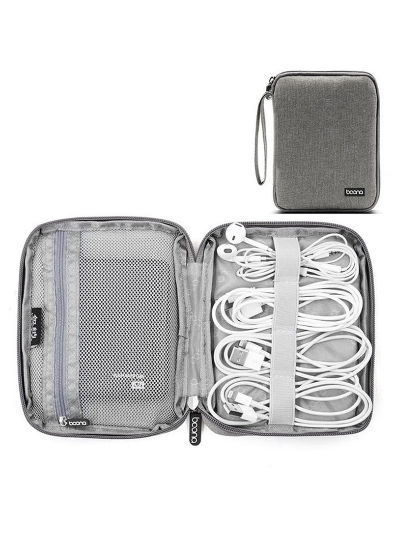Electronic Accessories Bag, Gadget Organizer Case, Travel cable Storage Pouch for charger, USB, Earphones, SD Memory Cards Flash Hard Drives, Power Banks, Adapters or Camera Accessories Grey  - Image 5