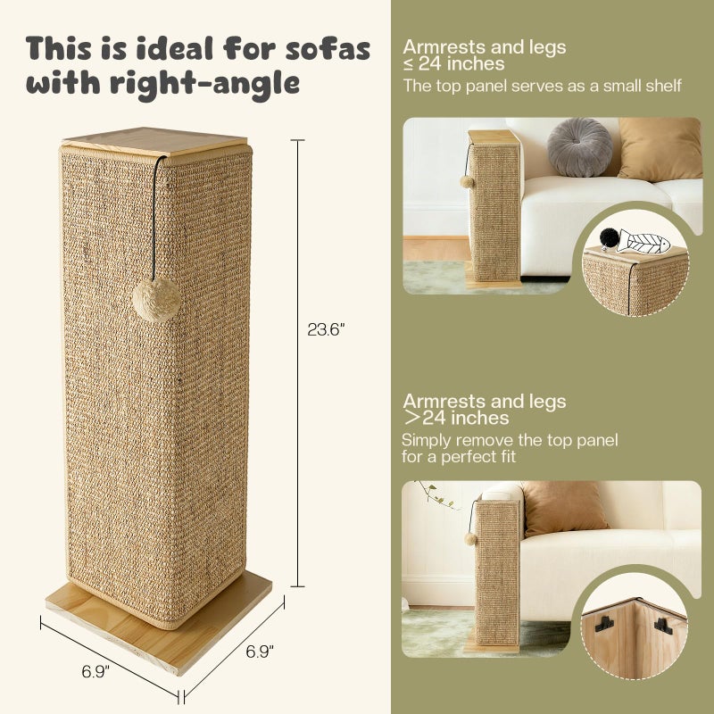 GreenPetopia Wooden Couch Corner Cat Scratcher with Sisal Scratching Mat, Adjustable Couch Cat Scratch Protector with Adjustable Buckles, Couch Corner Protectors for Cats, Cat Scratch Furniture Protector for Sofa - Image 4