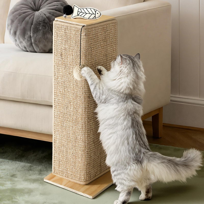 GreenPetopia Wooden Couch Corner Cat Scratcher with Sisal Scratching Mat, Adjustable Couch Cat Scratch Protector with Adjustable Buckles, Couch Corner Protectors for Cats, Cat Scratch Furniture Protector for Sofa - Image 1