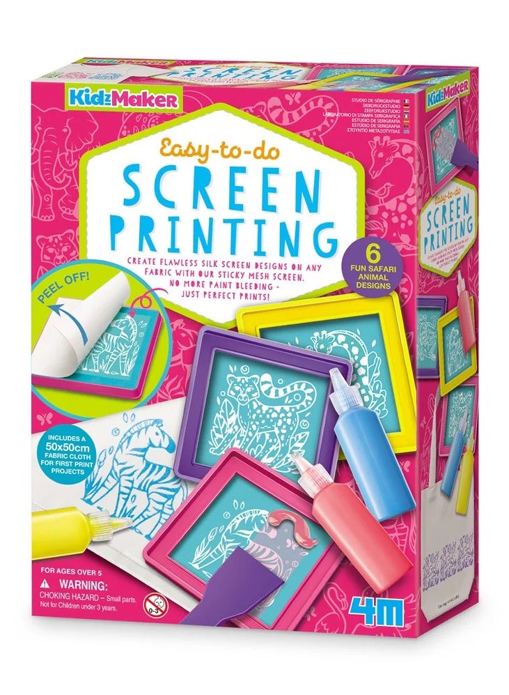 4m مجموعة 4M KidzMaker للطباعة بالشاشة سهلة الاستخدام – مجموعة الفنون والحرف اليدوية DIY مع الإطارات، والقوالب، والألوان، والتعليمات لإنشاء تصاميم مخصصة على القماش – نشاط إبداعي للأطفال من عمر 8 سنوات فما فوق | 00-04797 - Image 1