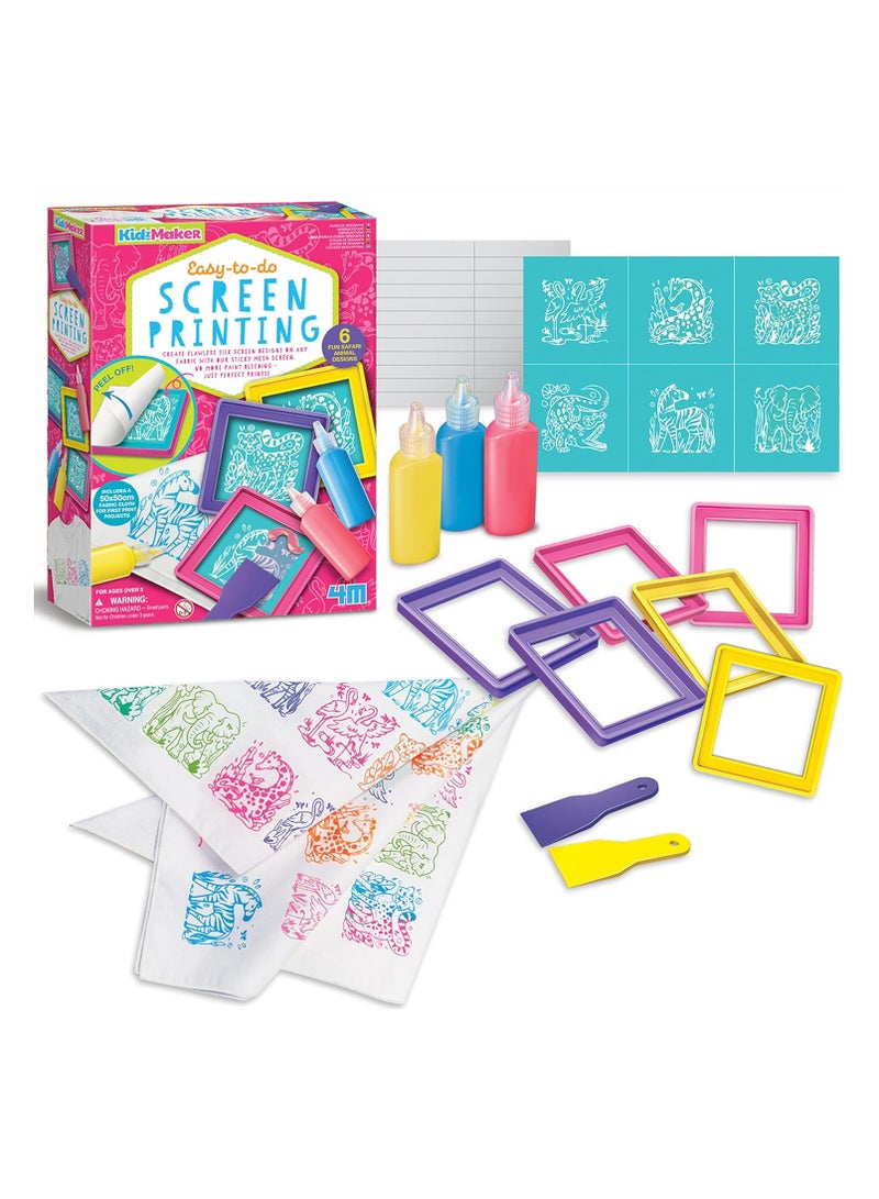 4m مجموعة 4M KidzMaker للطباعة بالشاشة سهلة الاستخدام – مجموعة الفنون والحرف اليدوية DIY مع الإطارات، والقوالب، والألوان، والتعليمات لإنشاء تصاميم مخصصة على القماش – نشاط إبداعي للأطفال من عمر 8 سنوات فما فوق | 00-04797 - Image 2