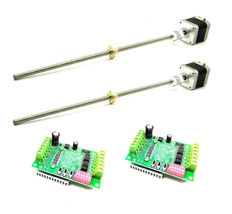 INVENTO 2pcs TB6560 Stepper Driver + Nema 17 4.2 Kg-cm Stepper Motor + Flexible coupling + 100mm (0.1 mtr) M8 8mm 1.25mm Pitch Threaded Rod + Brass Nut For DIY - Image 1
