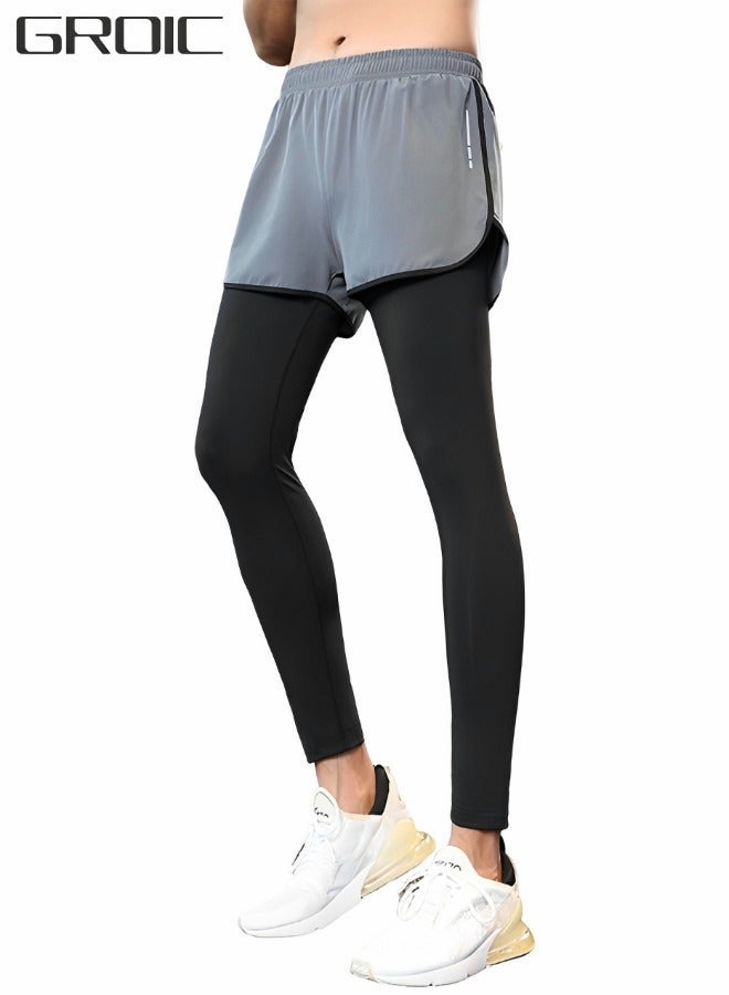 GROIC Leggings Slimming Booty Pants for Men,Workout Scrunch Squat Proof Tights,Fit Compression Baselayer Running Tights with Phone Pocket - Image 1