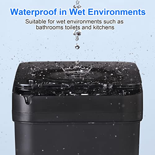 Anborry Bathroom Automatic Trash Can 4 Gallon Touchless Motion Sensor Small Garbage Can with Lid Smart Electric Plastic Narrow Garbage Bin for Living Room Bedroom Office Kitchen (Black) - Image 2