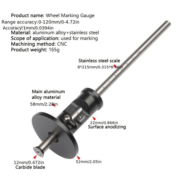 European Style Woodworking Marking Gauge Adjustable 0-120mm Precise Scribe - Image 5