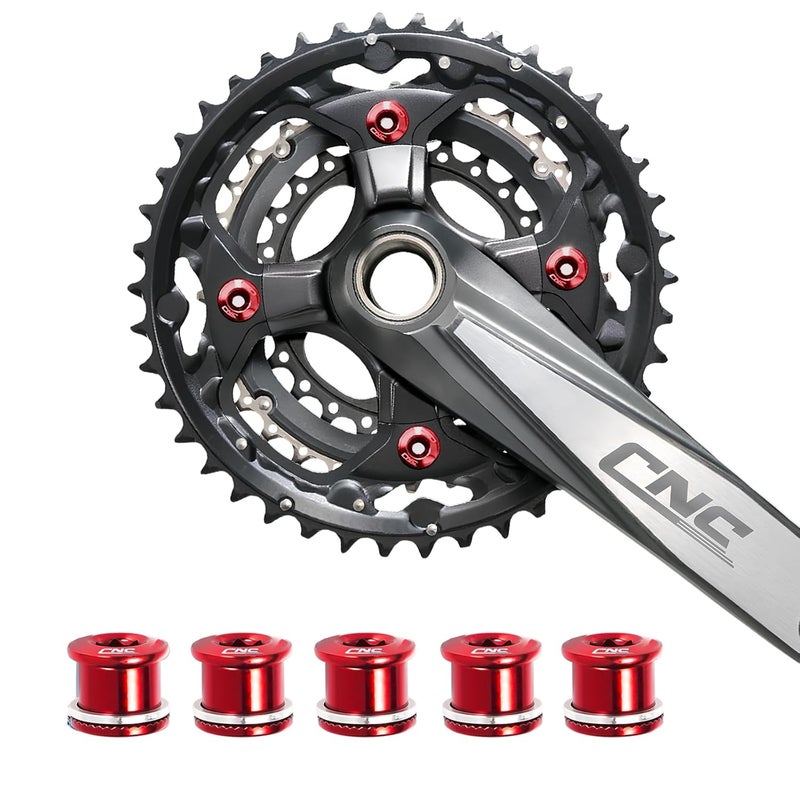 Chooee Double Chainring Bolts,M8 Steel Chain Ring Bolts Set Red - Image 5
