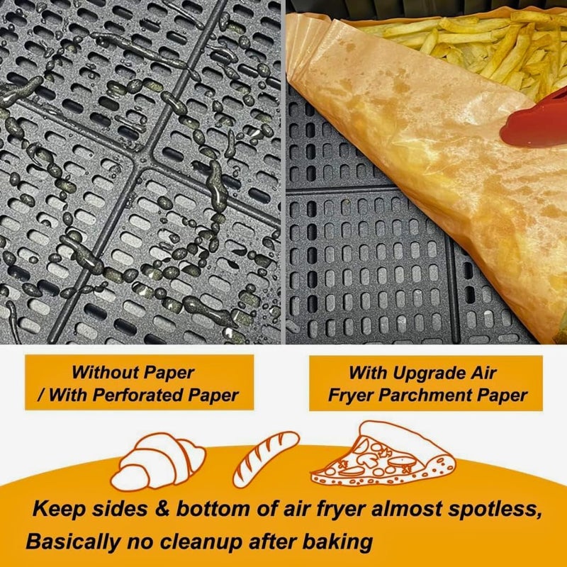Air Fryer Liners Rectangle 22 Cm x 14 Cm Compatible for 2 door Air Fryer, Liners Disposable Parchment Paper, Hydrophobic and Oleophobic Air Fryer Accessories - Image 4