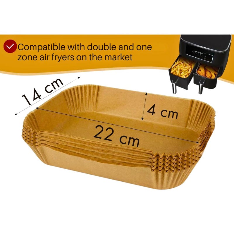 Air Fryer Liners Rectangle 22 Cm x 14 Cm Compatible for 2 door Air Fryer, Liners Disposable Parchment Paper, Hydrophobic and Oleophobic Air Fryer Accessories - Image 2