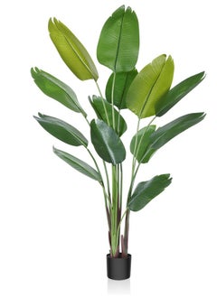 Zvezvia Artificial Bird of Paradise Plant: A faux palm tree perfect for indoor or outdoor modern decoration. It comes in a pot, making it an ideal housewarming gift for home or office.  - Image 2