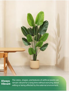 Zvezvia Artificial Bird of Paradise Plant: A faux palm tree perfect for indoor or outdoor modern decoration. It comes in a pot, making it an ideal housewarming gift for home or office.  - Image 4