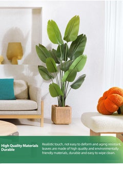 Zvezvia Artificial Bird of Paradise Plant: A faux palm tree perfect for indoor or outdoor modern decoration. It comes in a pot, making it an ideal housewarming gift for home or office.  - Image 5