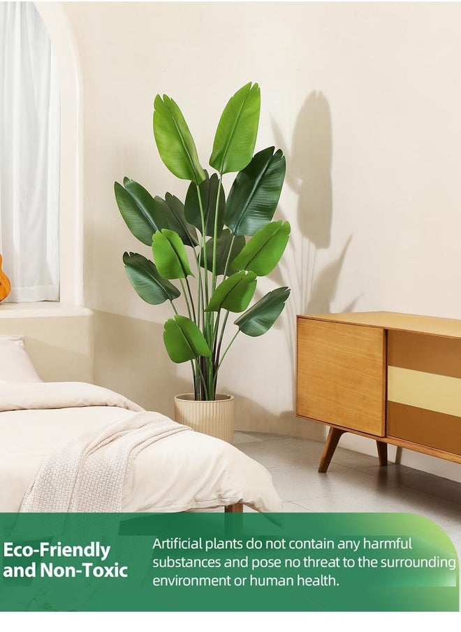 Zvezvia - Artificial Bird of Paradise Plant: A faux palm tree perfect for indoor or outdoor modern decoration. It comes in a pot, making it an ideal housewarming gift for home or office. - Image 1