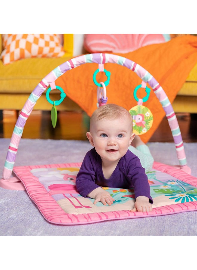 Bright Starts - Bright Starts - Pink Palms Tiki Toy Bar Activity Gym, Includes 3 toys, 0-18 months - Image 1