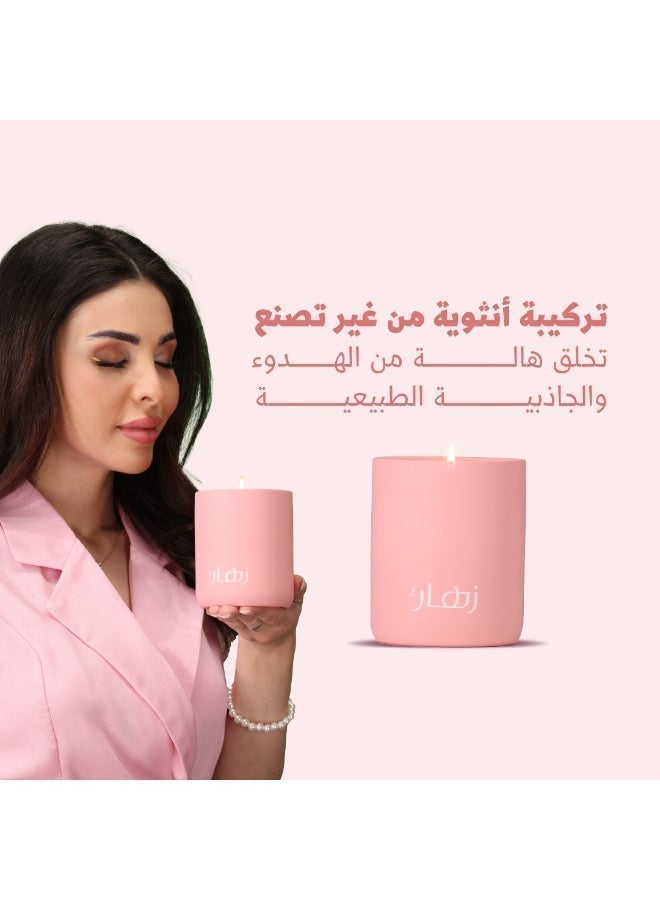 زهار شمعة معطرة تدوم طويلاً - نسيم زهري ناعم من زهر النيرولي ونسيم البحر - شموع عطرية هدية للنساء - شمعة من شمع الصويا الطبيعي للاسترخاء والعلاج بالروائح وديكور المنزل (سحر وردي) - Image 3