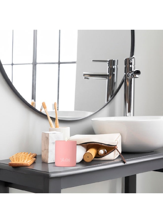 زهار شمعة معطرة تدوم طويلاً - نسيم زهري ناعم من زهر النيرولي ونسيم البحر - شموع عطرية هدية للنساء - شمعة من شمع الصويا الطبيعي للاسترخاء والعلاج بالروائح وديكور المنزل (سحر وردي) - Image 5