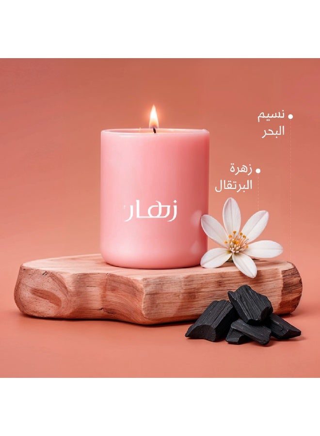 زهار شمعة معطرة تدوم طويلاً - نسيم زهري ناعم من زهر النيرولي ونسيم البحر - شموع عطرية هدية للنساء - شمعة من شمع الصويا الطبيعي للاسترخاء والعلاج بالروائح وديكور المنزل (سحر وردي) - Image 4