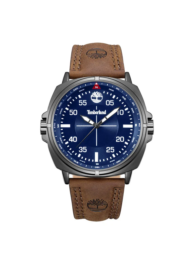 Williston Blue Dial Leather Strap Analog Watch for Men, 48mm
