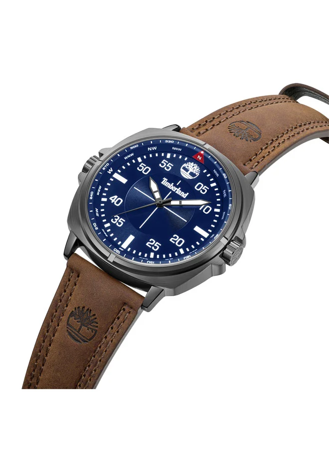 تمبرلاند Williston Blue Dial Leather Strap Analog Watch for Men, 48mm