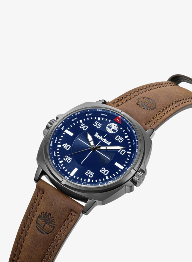 تمبرلاند Williston Blue Dial Leather Strap Analog Watch for Men, 48mm