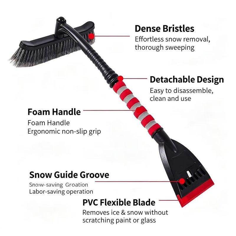 Car Snow Shovel 2-in-1 Detachable Ice Scraper Brush - Image 2